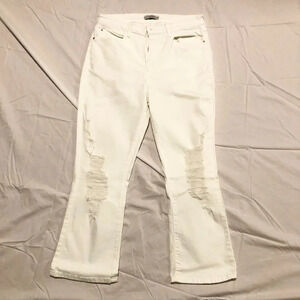 Guess High Rise Flare Distressed Jeans Size 32  White